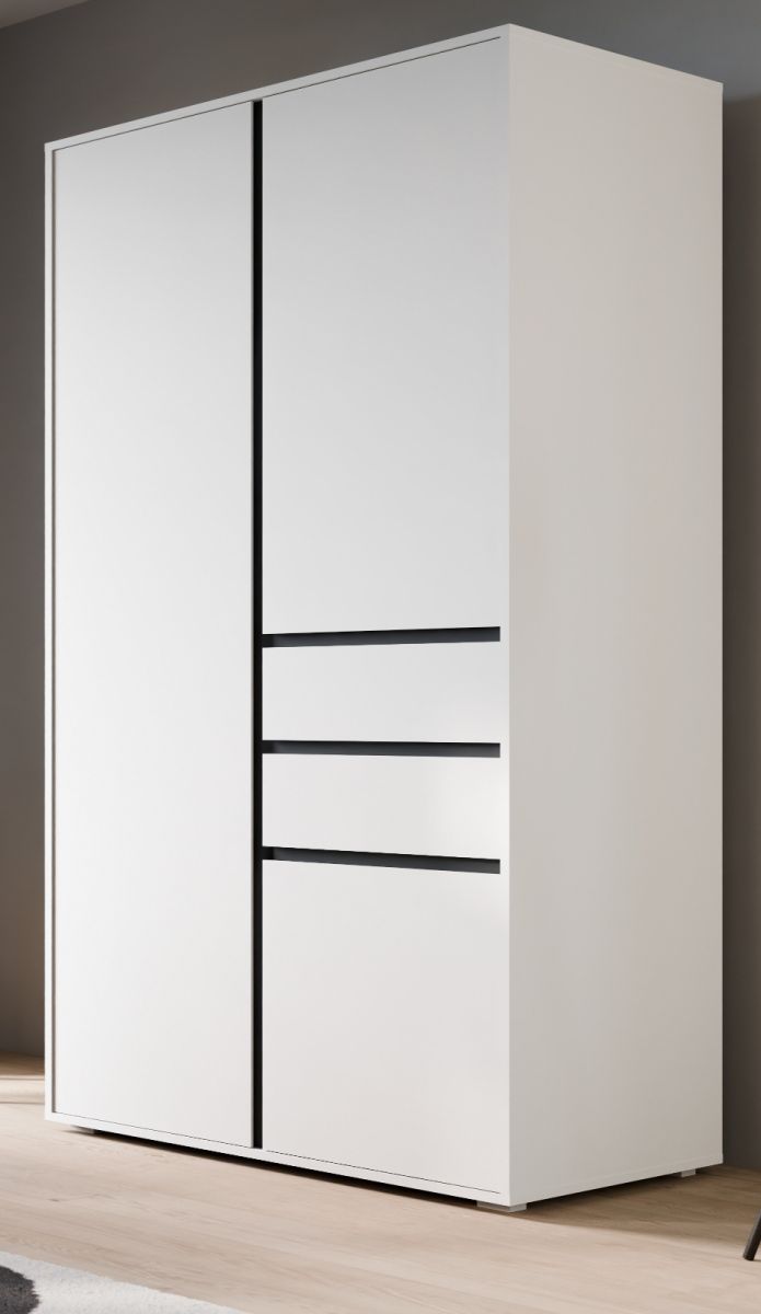 Kleiderschrank Forssa in weiß und grau 100 x 194 cm