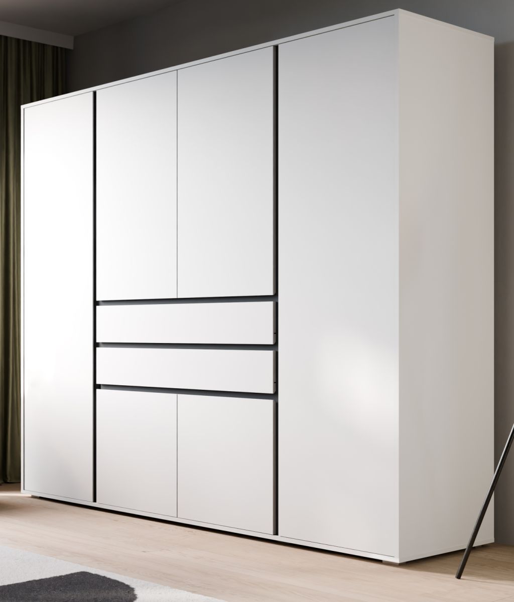 Kleiderschrank Forssa in weiß und grau 197 x 194 cm