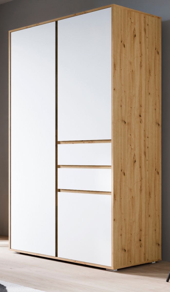 Kleiderschrank Forssa in weiß und Eiche 100 x 194 cm