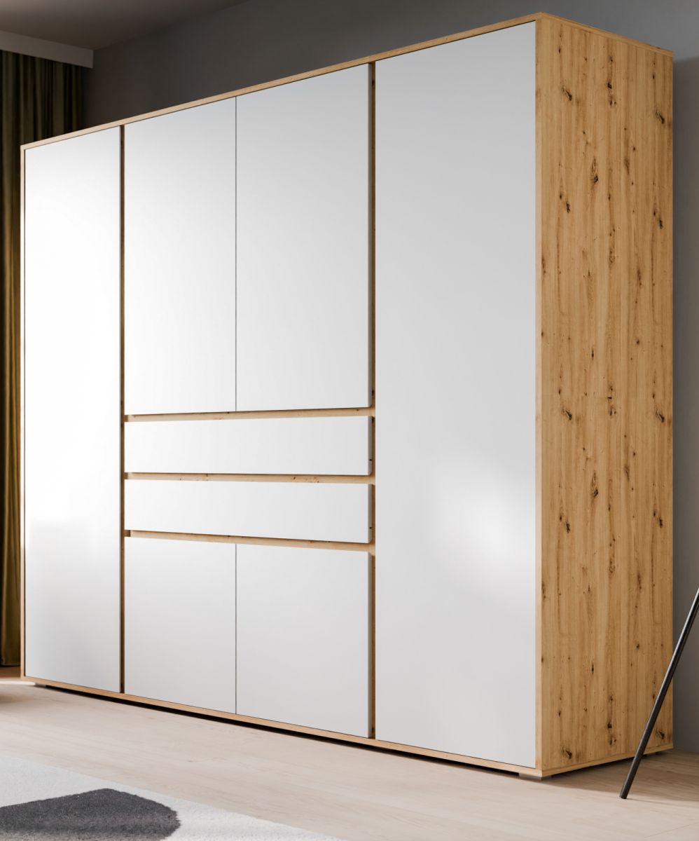 Kleiderschrank Forssa in weiß und Eiche 197 x 194 cm