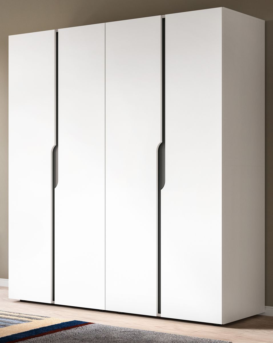 Kleiderschrank Orla in weiß und grau 162 x 176 cm