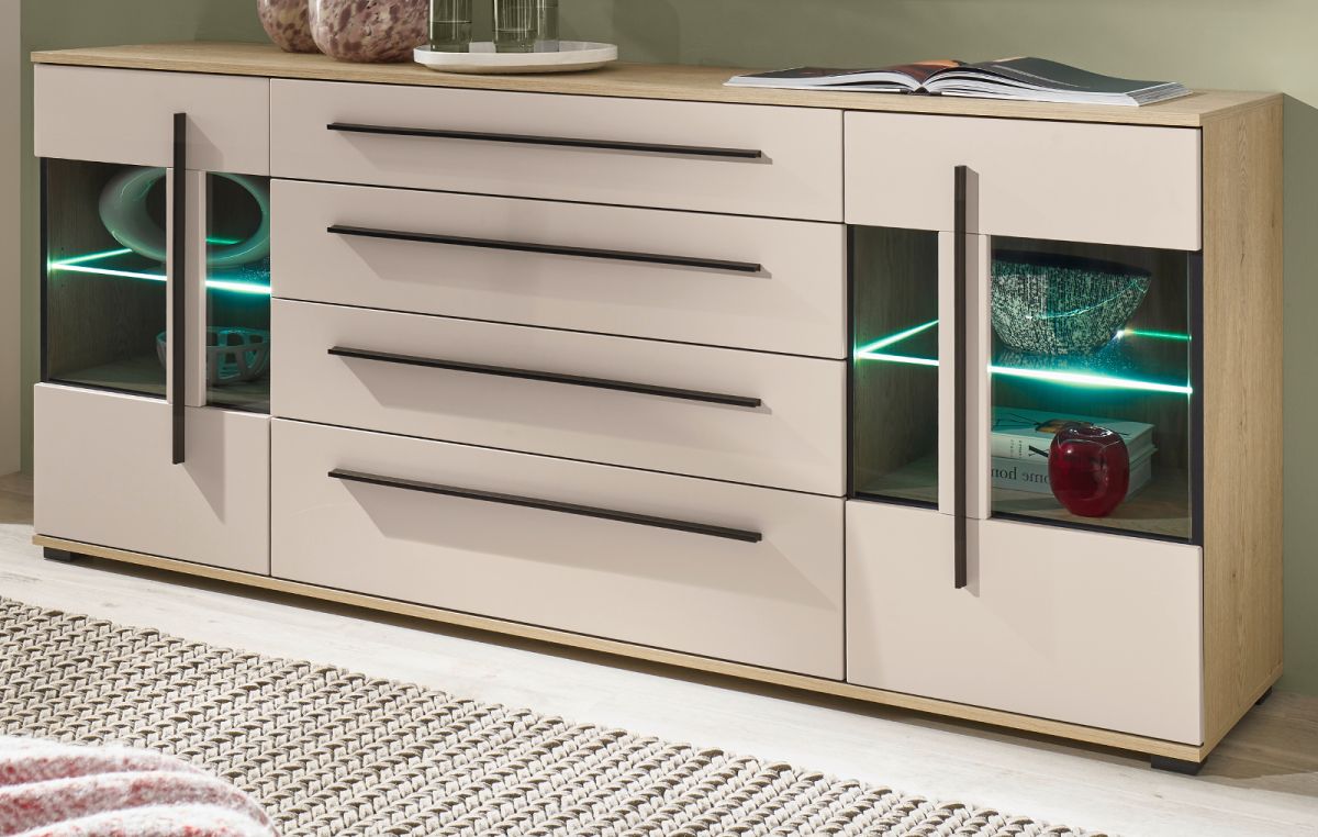 Sideboard Design-D in Kaschmir und Eiche 200 cm