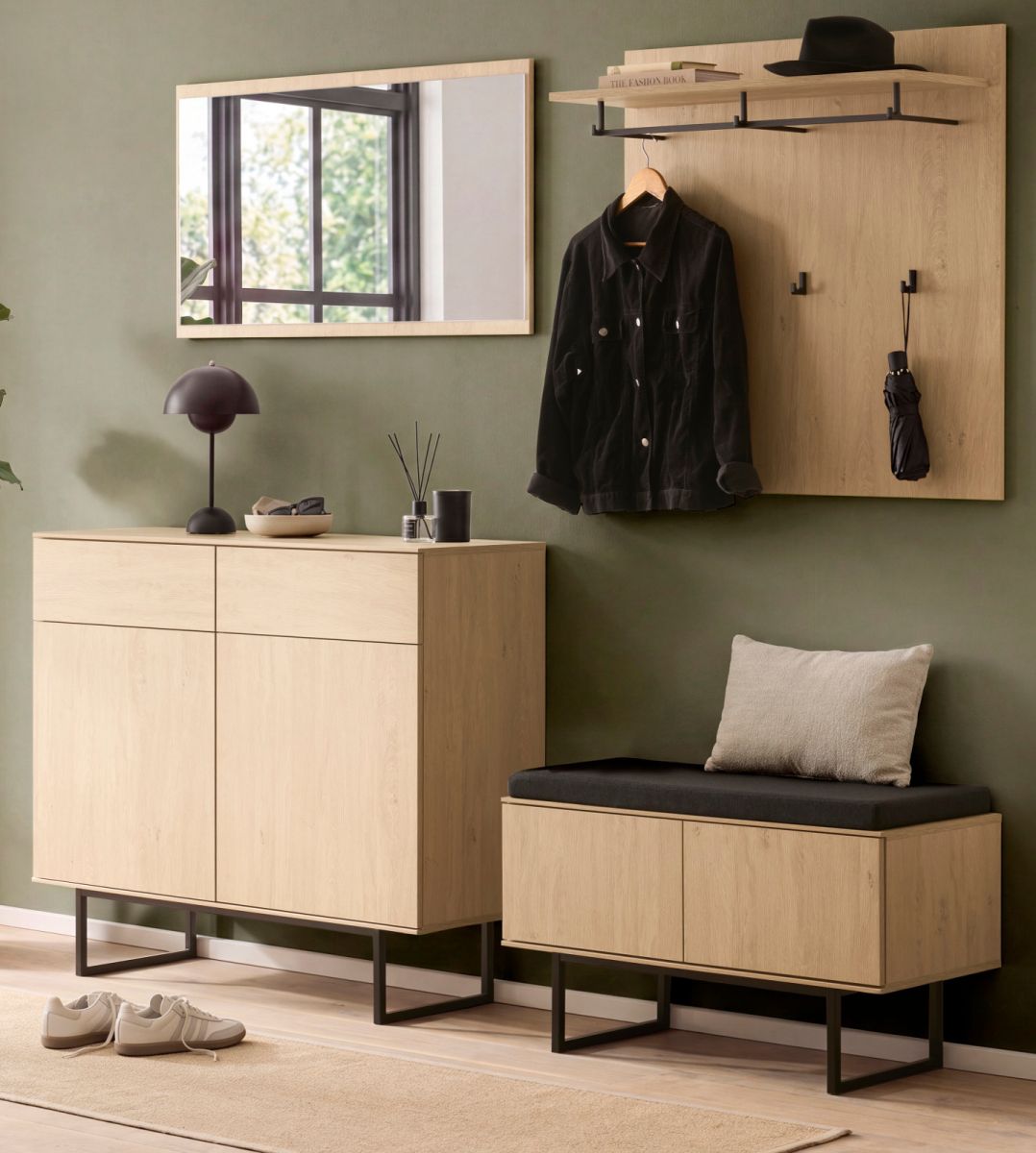 Garderobe Set 5-tlg. Breda in Eiche 215 cm