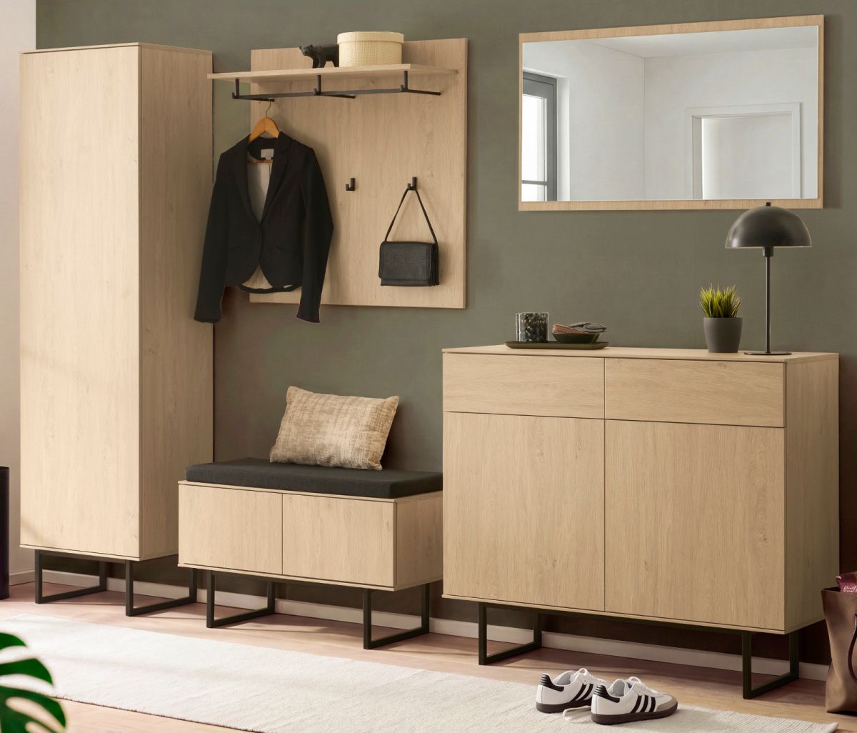 Garderobe Set 6-tlg. Breda in Eiche 283 cm