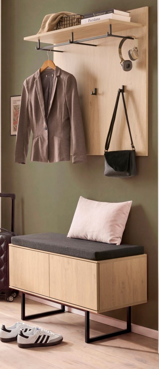 Garderobe Set 3-tlg. Breda in Eiche 90 cm