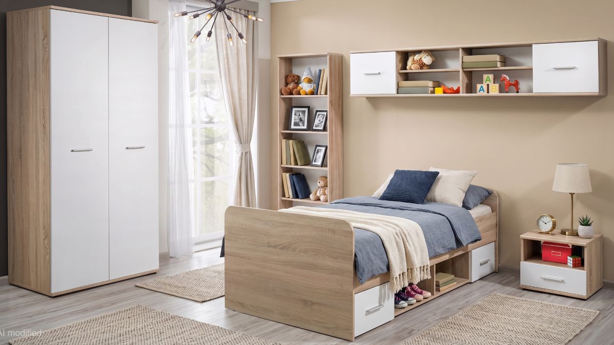 Kinder-/Jugendzimmer Superior in weiß und Eiche 5-teilig