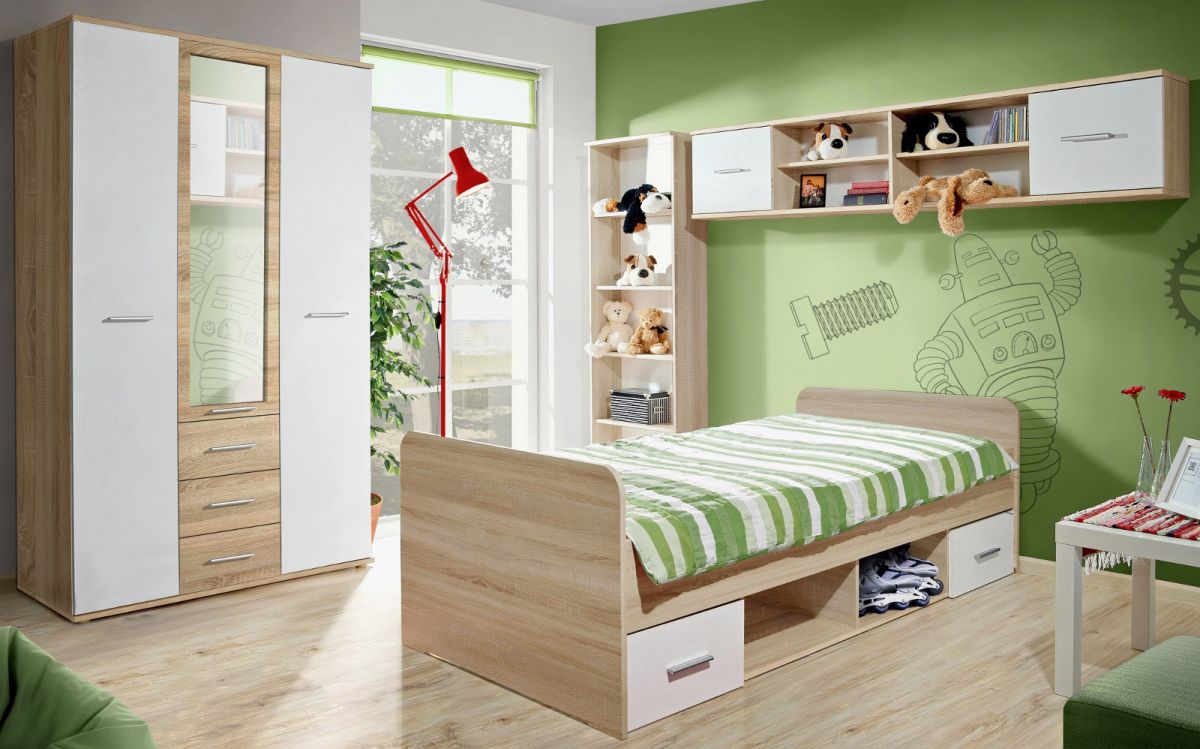 Kinderzimmer / Jugendzimmer Superior in weiß und Eiche 4-teilig