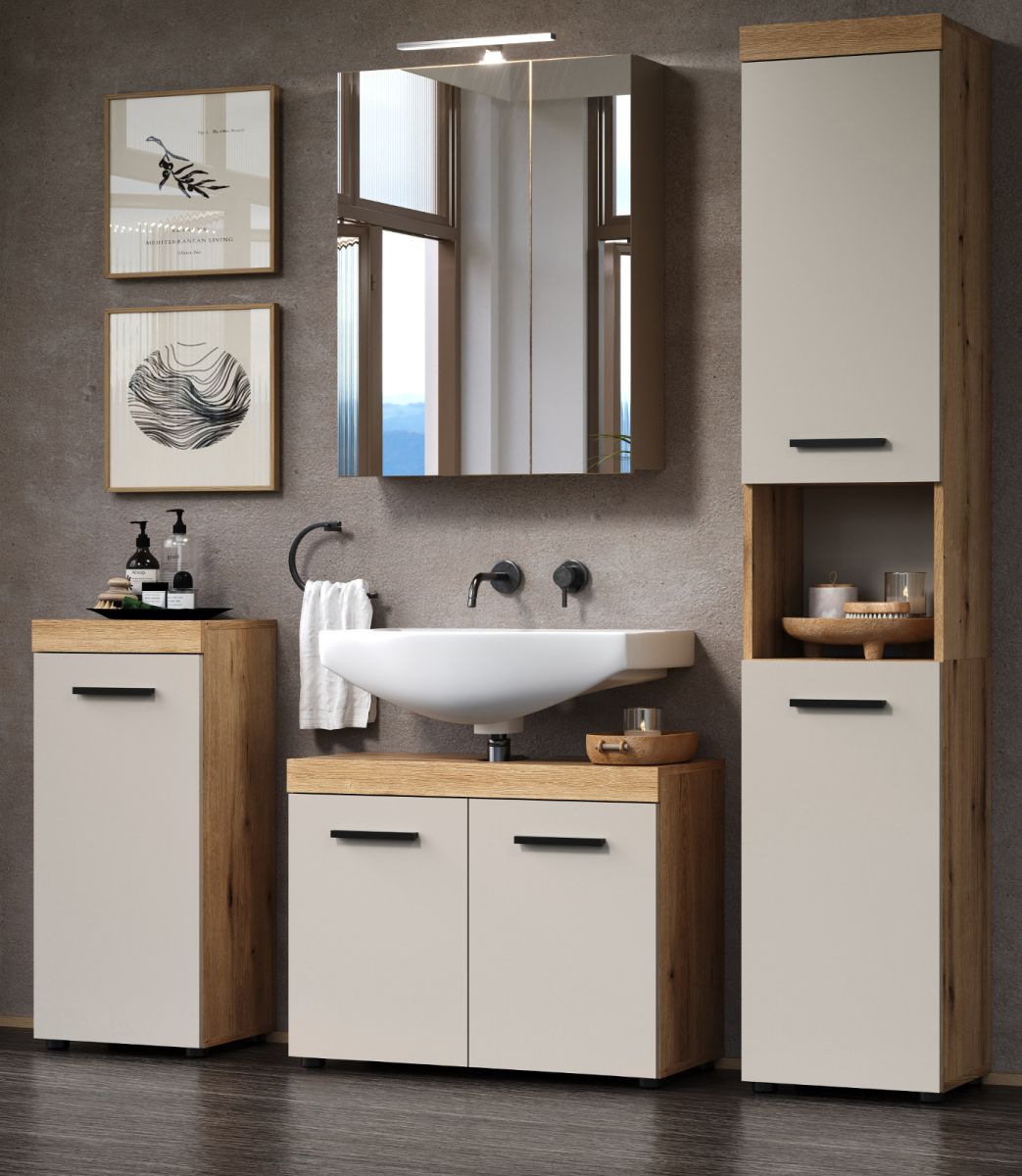 Badmöbel Set Celeste in Kaschmir und Eiche 4-teilig 164 x 184 cm