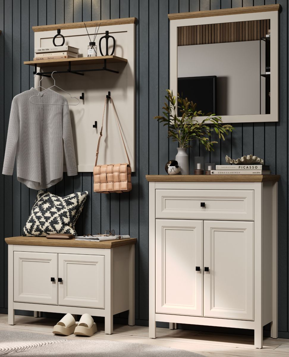Garderobe Set 5-tlg. Cozy in Kaschmir und Eiche 161 x 200 cm