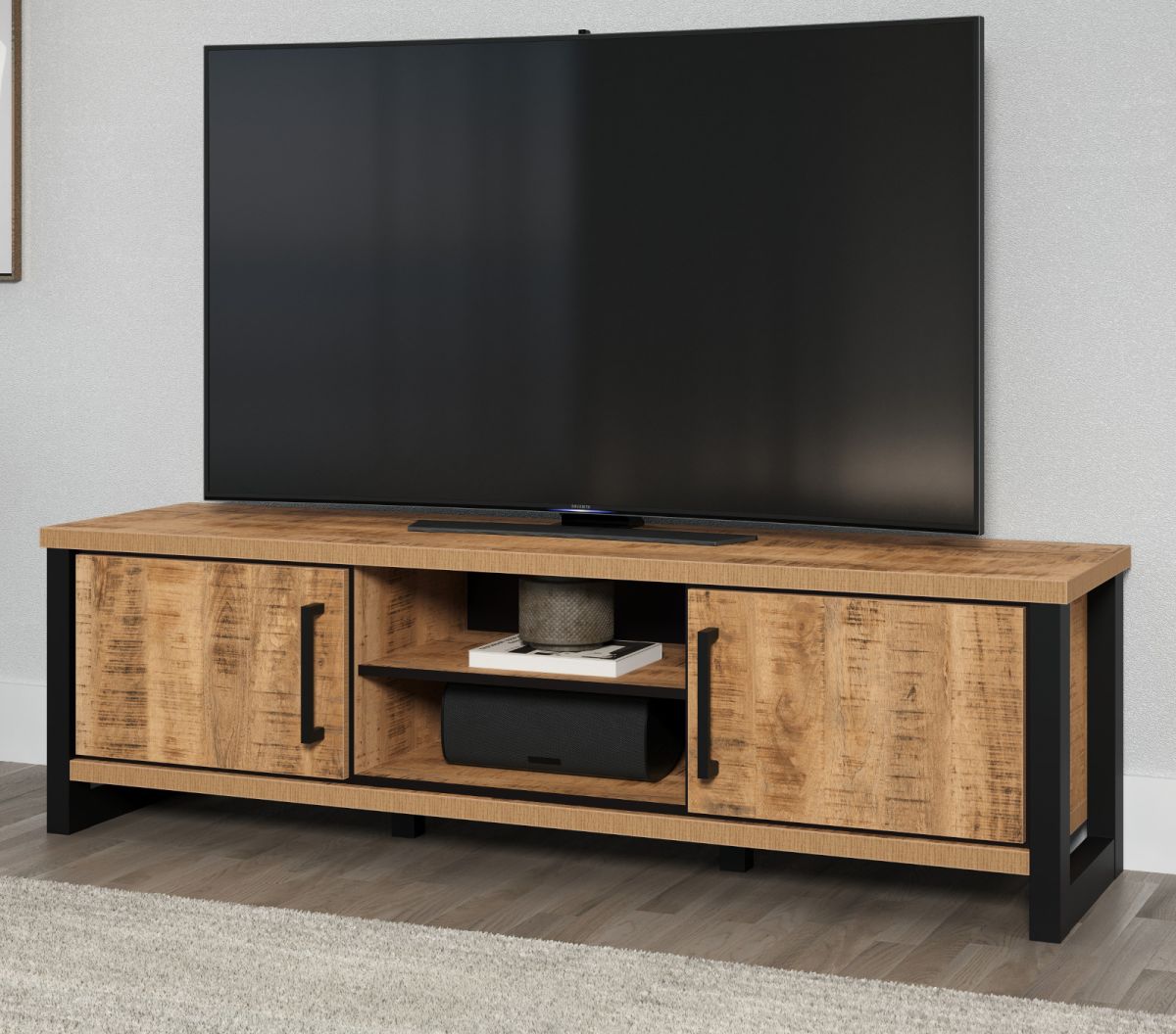 TV-Lowboard Loom in Mango und schwarz 166 cm