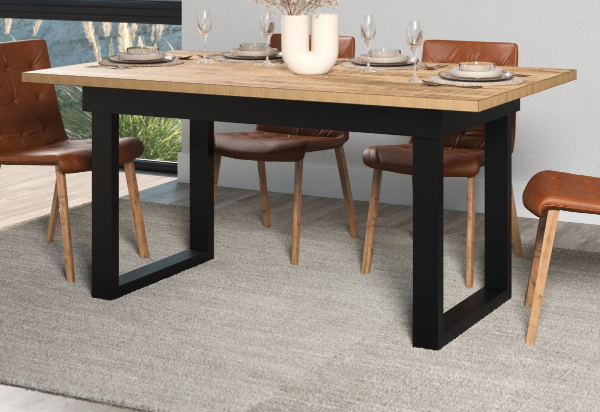 Esstisch Loom in Mango und schwarz 160 x 90 cm