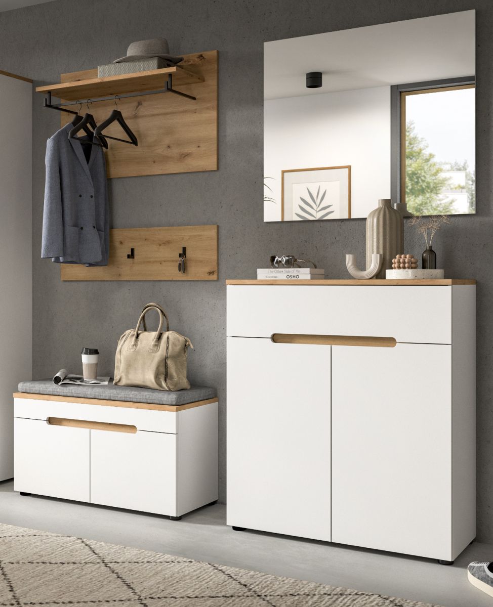 Garderobe Set 5-tlg. Cooper in weiß und Eiche 175 cm