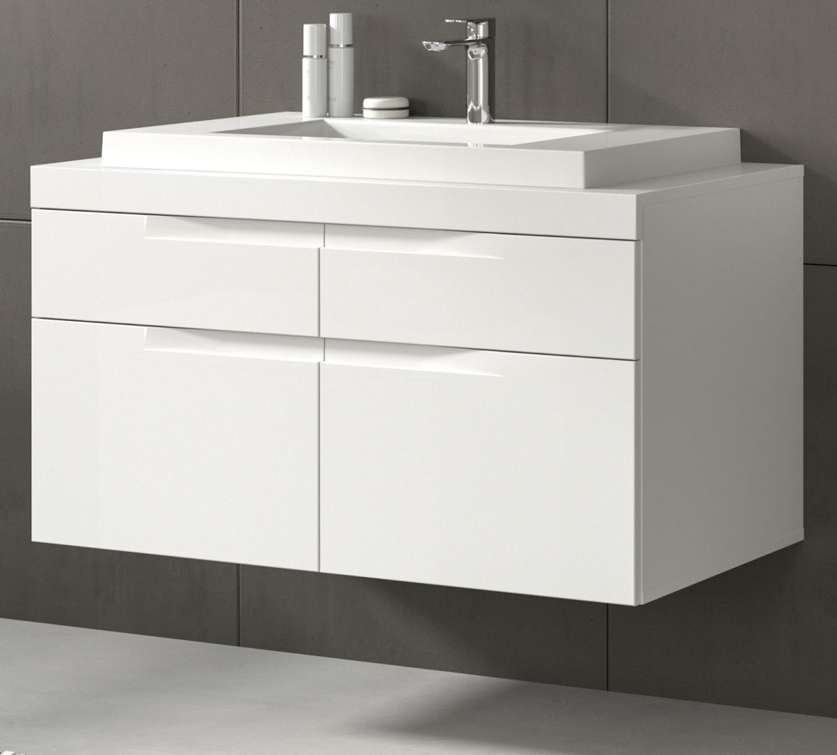 Waschbeckenunterschrank mit Waschbecken Gusto in weiß matt 100 cm