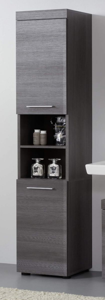Badezimmer Hochschrank Runner Sardegna grau Rauchsilber 30 x 190 cm