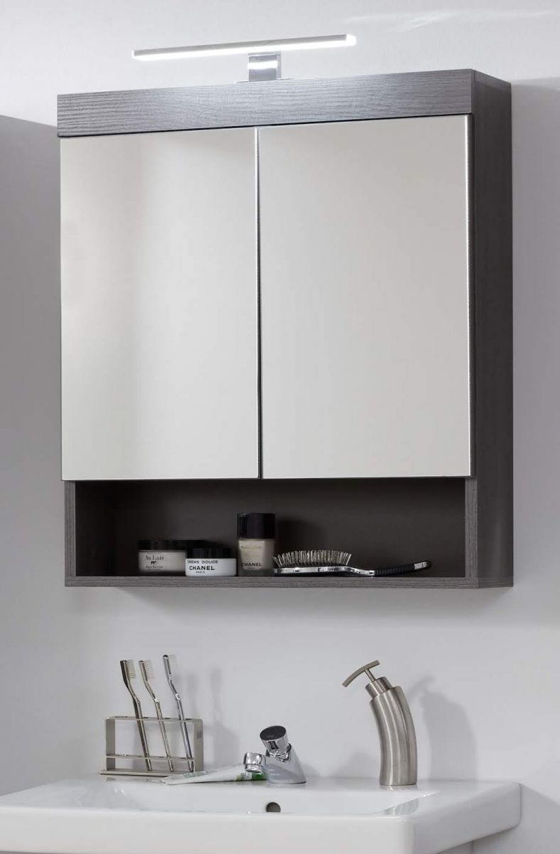 Bad Spiegelschrank Runner grau 2-türig Sardegna Rauchsilber 60 cm