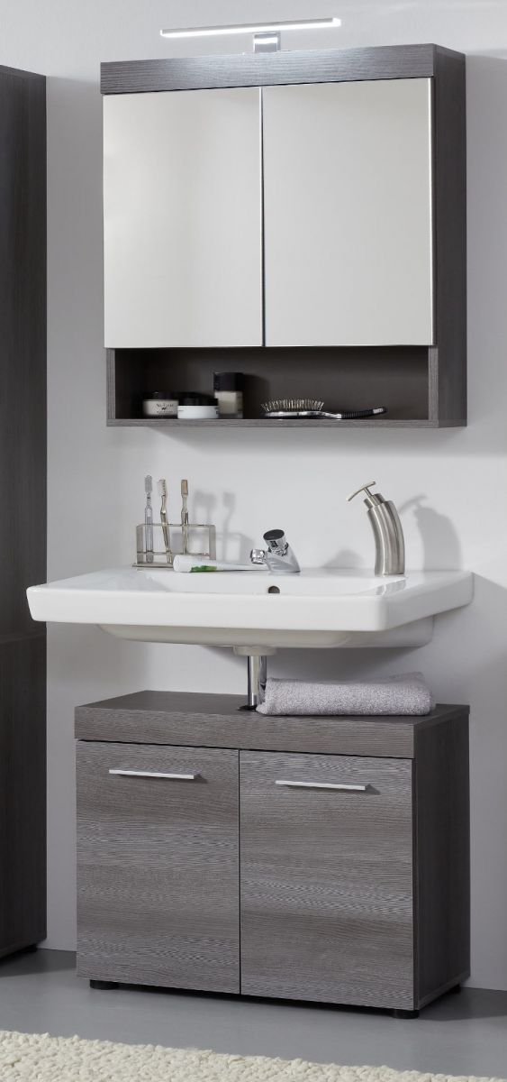 Badmöbel Set 2-teilig Runner Sardegna grau Rauchsilber 58 x 190 cm