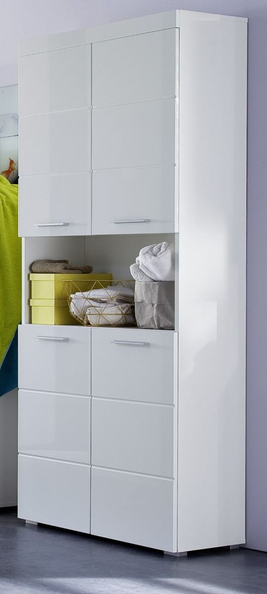 Badmöbel Hochschrank Amanda Hochglanz weiß 73 x 190 cm