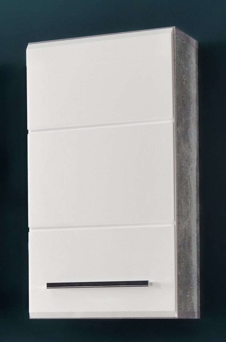 Bad Hängeschrank 'Nano' in weiß Hochglanz und Stone Design grau Badschrank 32 x 61 cm