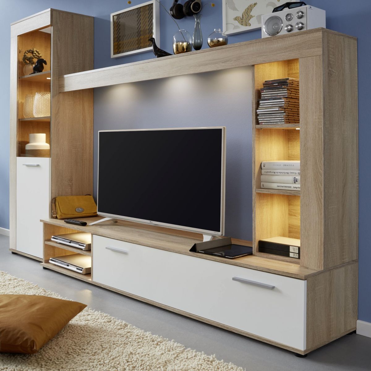 Wohnwand Logo Sonoma Eiche und weiß 240 cm