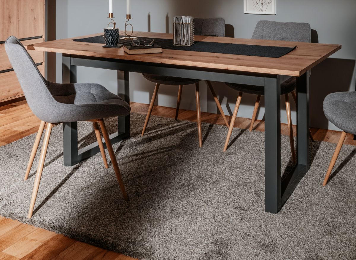 Esstisch Malta in Artisan Eiche und Anthrazit ausziehbar 160 - 200 x 90 cm