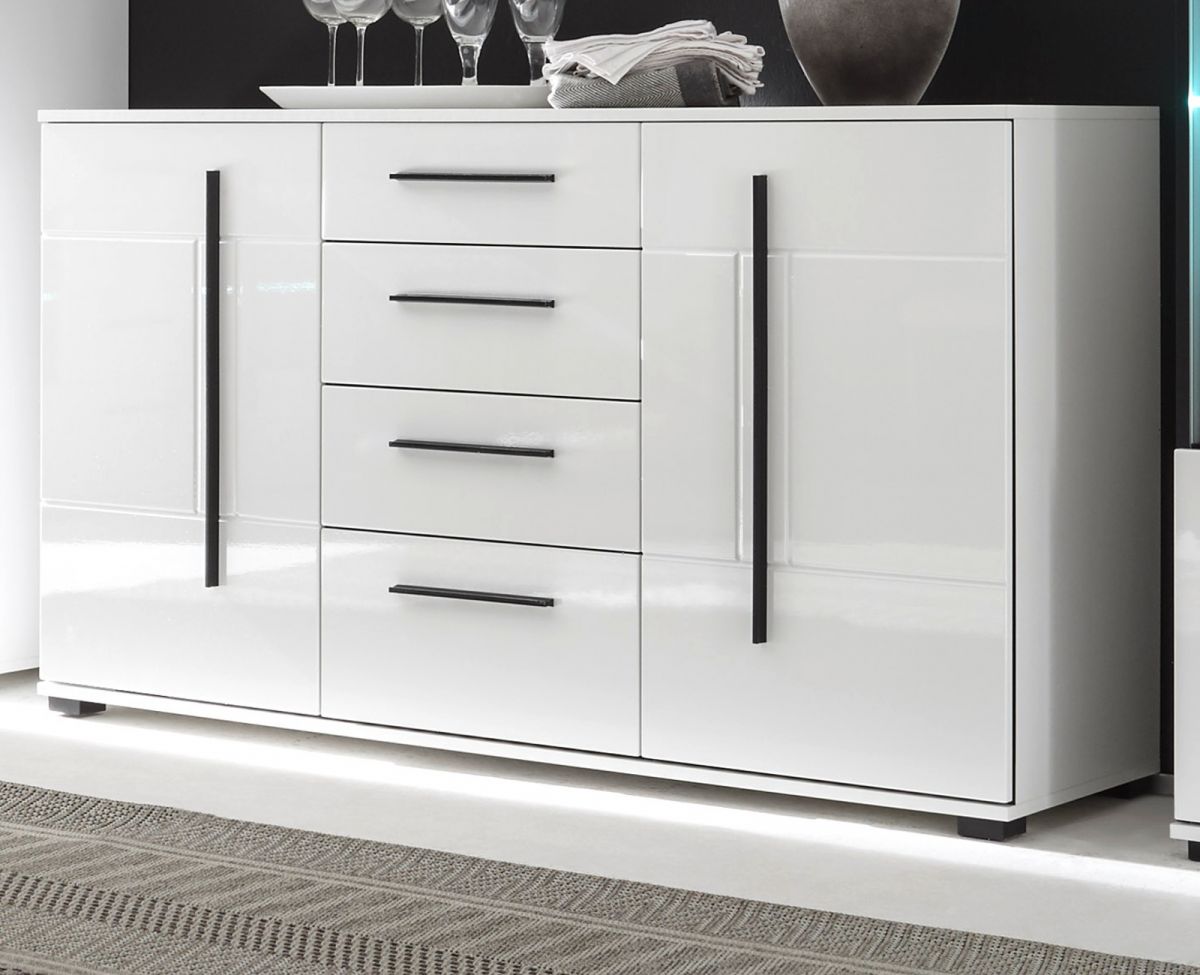 Sideboard Design-D in Hochglanz weiß 150 x 86 cm