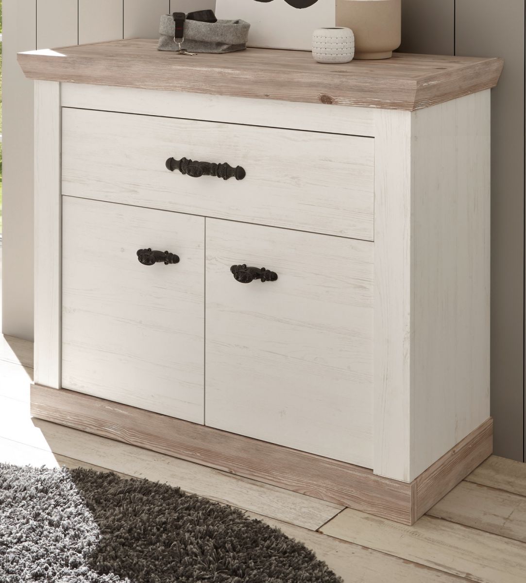 Kommode Rovola in Pinie weiß 107 x 89 cm