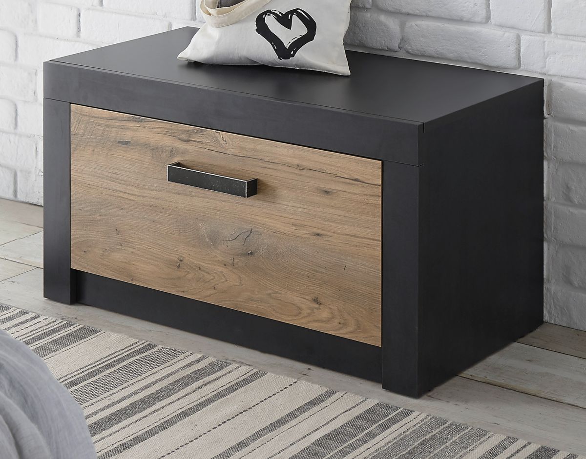 Garderobe Sitzbank Beveren in Kastanie und Fresco grau 80 x 43 cm