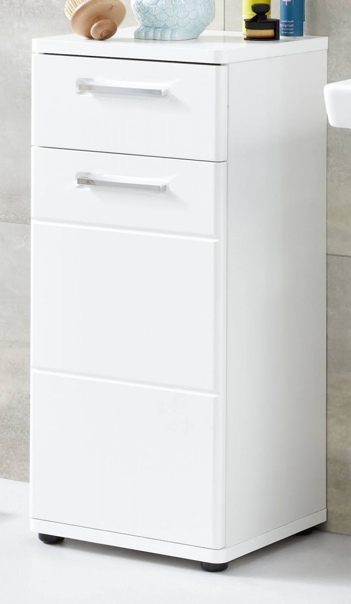 Badezimmer Kommode Monte in Hochglanz weiß 37 x 87 cm