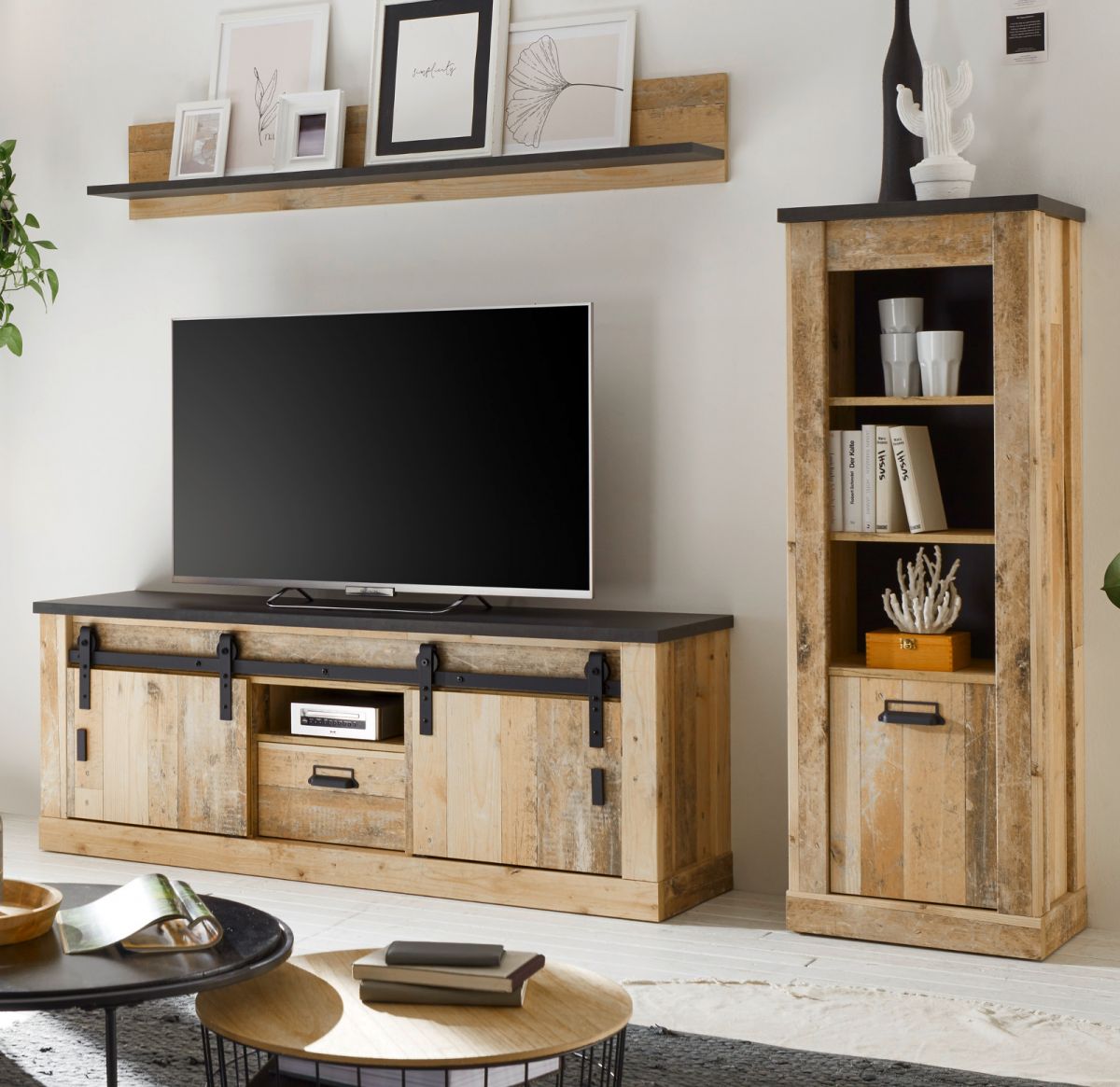 Wohnwand Stove in Used Wood hell 233 x 170 cm