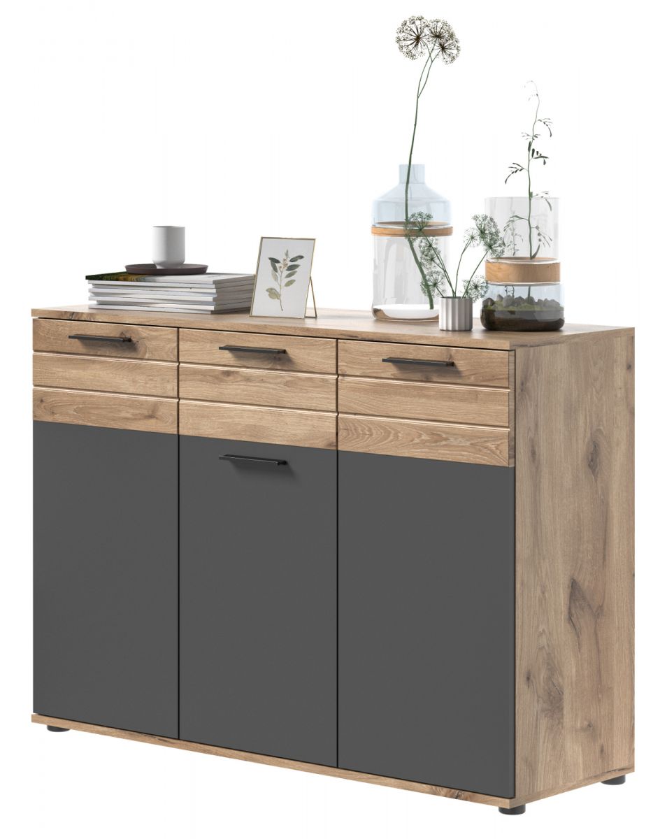 Kommode Tomaso in Eiche und grau 120 cm