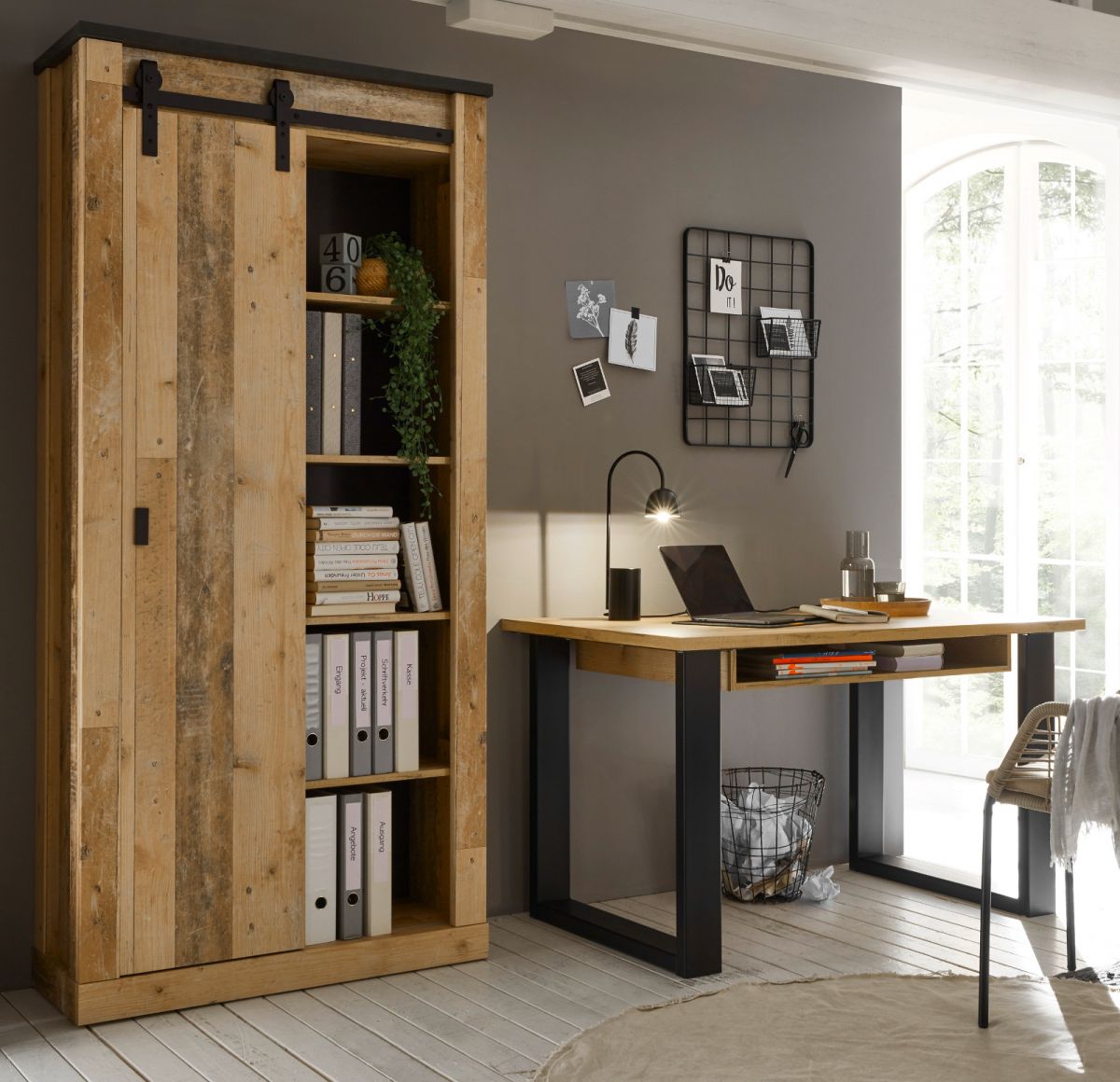 Büromöbel Set Stove in Used Wood hell 220 x 60 cm