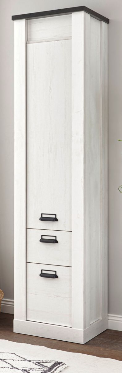 Badezimmer Hochschrank Stove in weiß Pinie und anthrazit Landhaus 51 x 201 cm