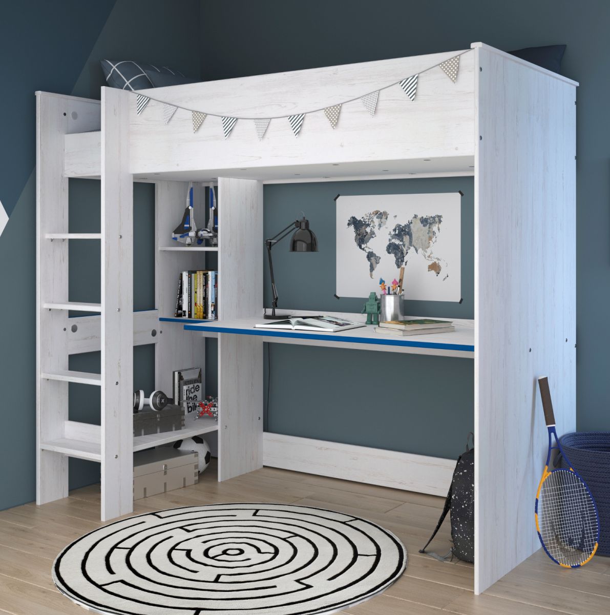 Parisot Hochbett Smoozy 3 in weiß Kiefer 206 cm