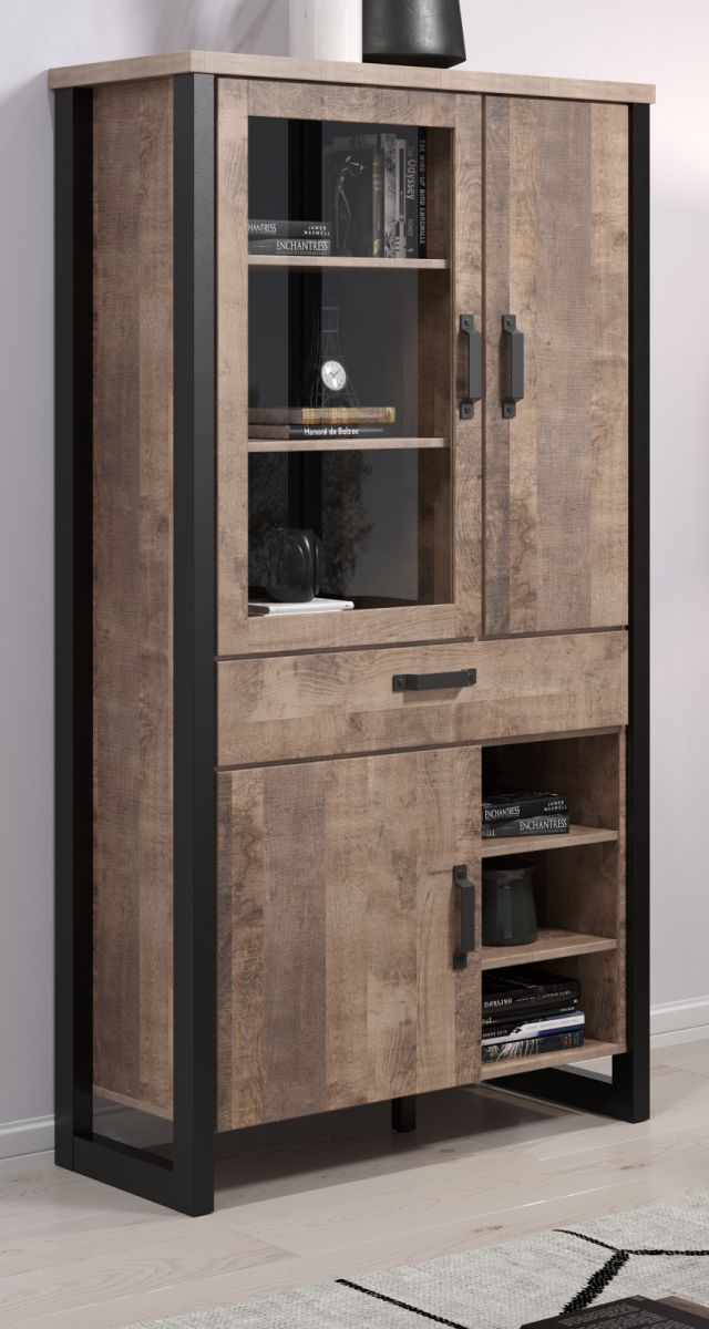 Vitrine Emile in Eiche Tabak 106 x 195 cm