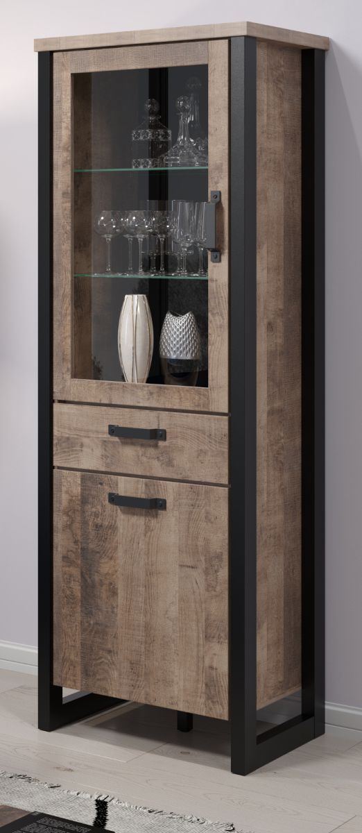 Vitrine Emile in Eiche Tabak 70 x 195 cm