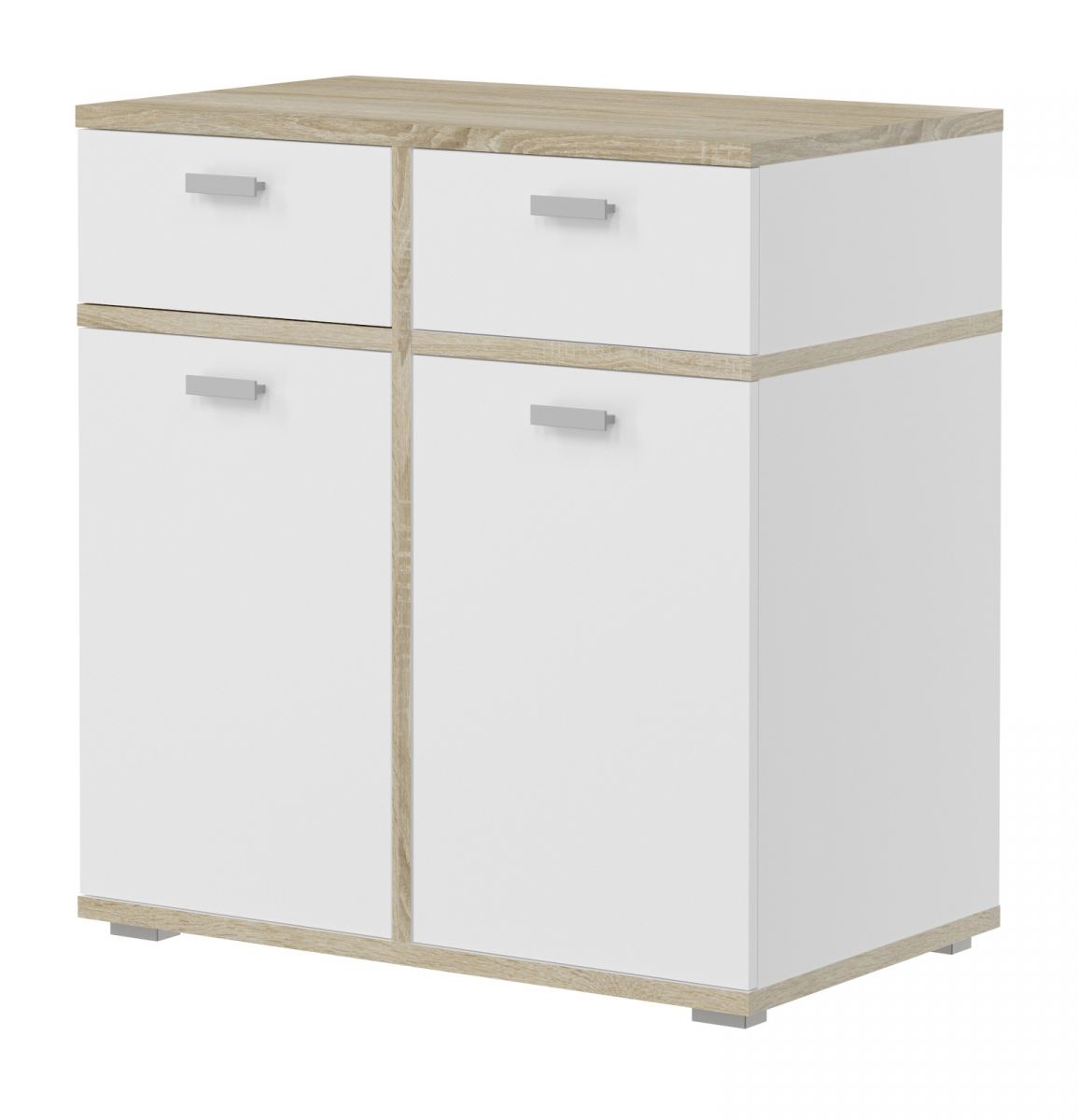 Kommode Soley in weiß und Sonoma Eiche 79 x 84 cm