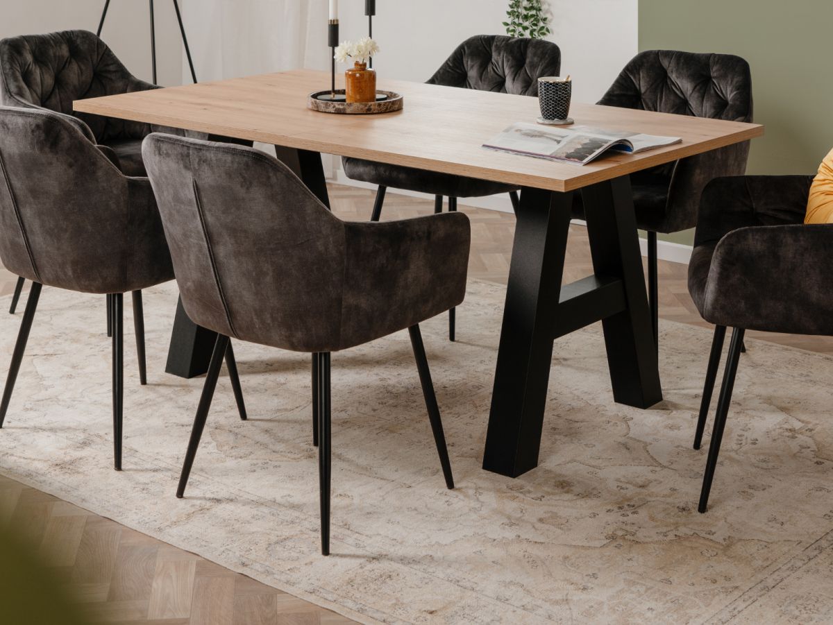 Esstisch Grandia in Artisan Eiche und schwarz ausziehbar 157 - 234 x 90 cm