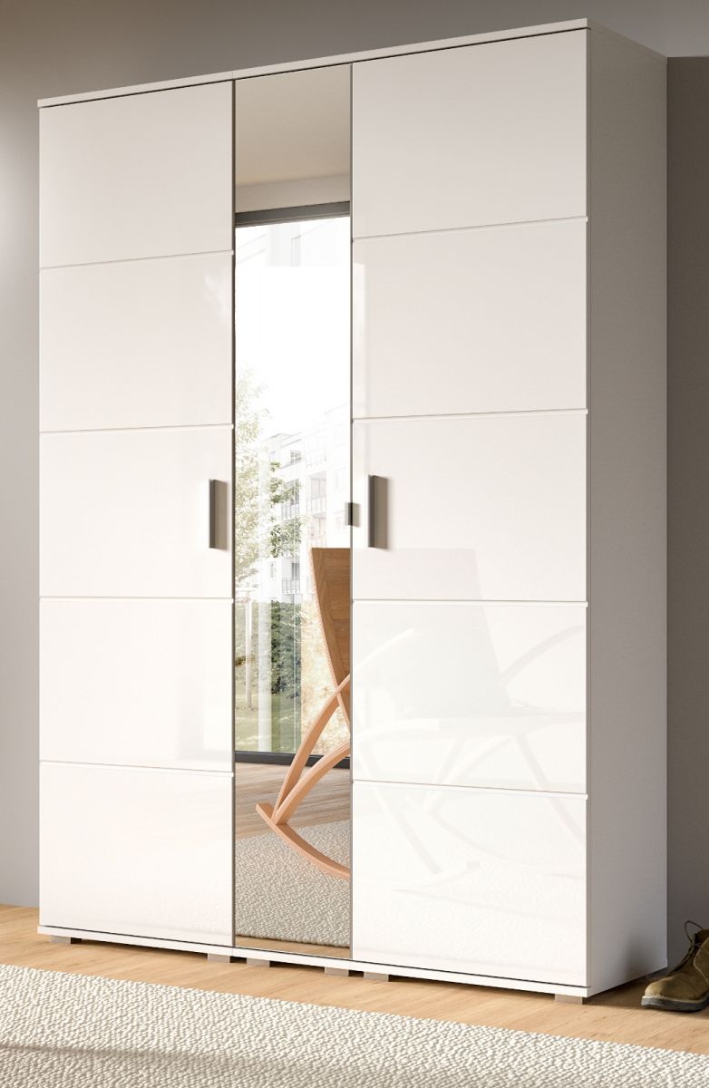 Garderobe Set 3-teilig Grazie in weiß Hochglanz 140 x 191 cm