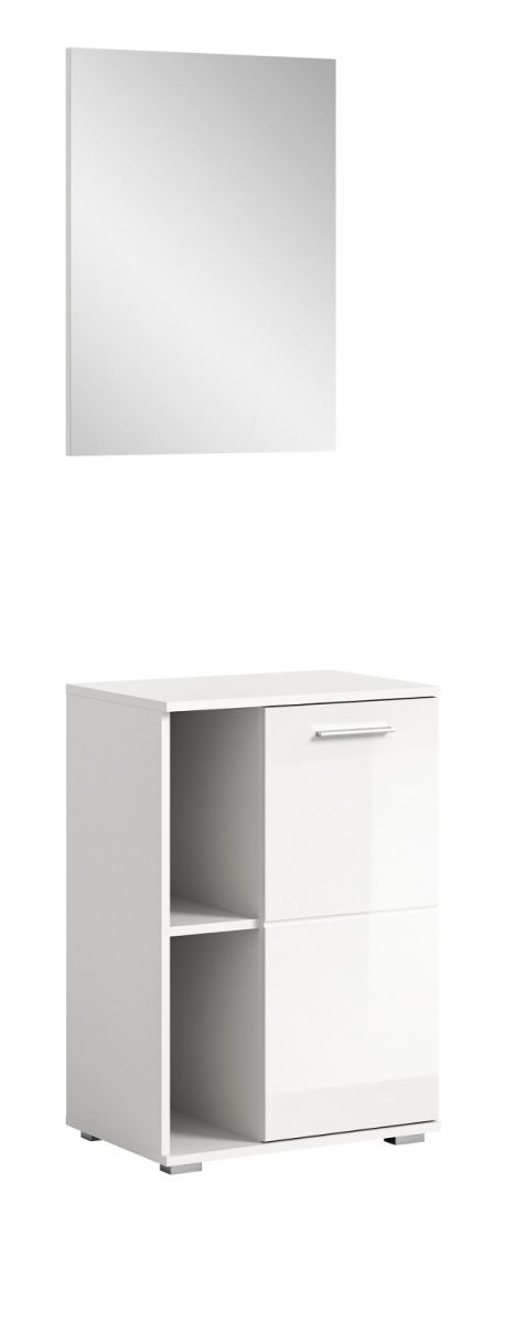 Garderobe Set 2-teilig Grazie in weiß Hochglanz 55 x 191 cm