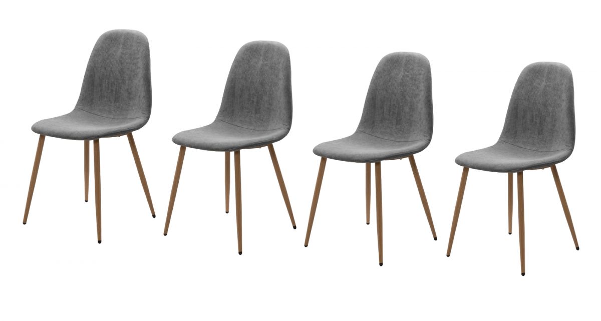 4 x Stuhl Lenja grau Cord 4-Fuß