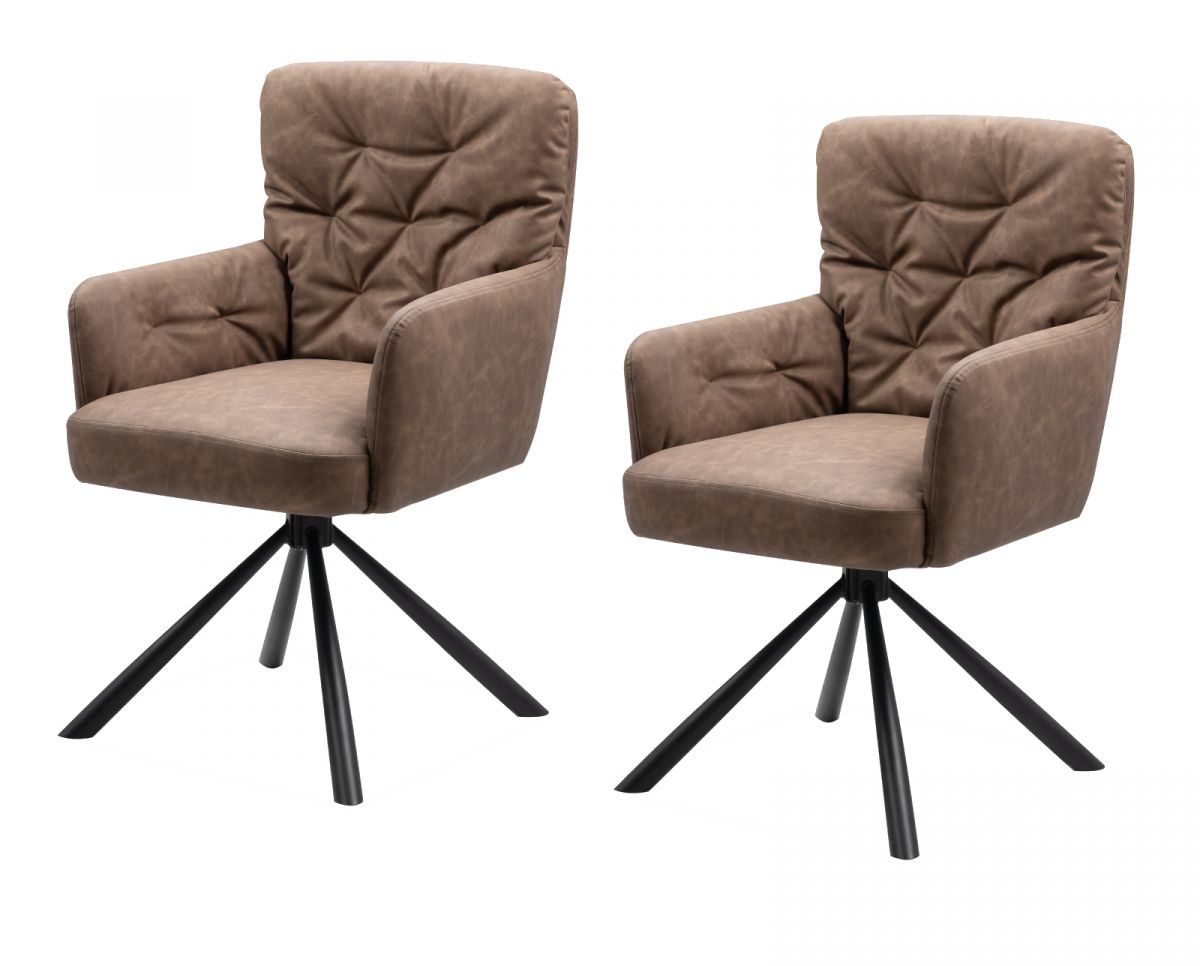 2 x Stuhl Milos braun Lederoptik drehbar