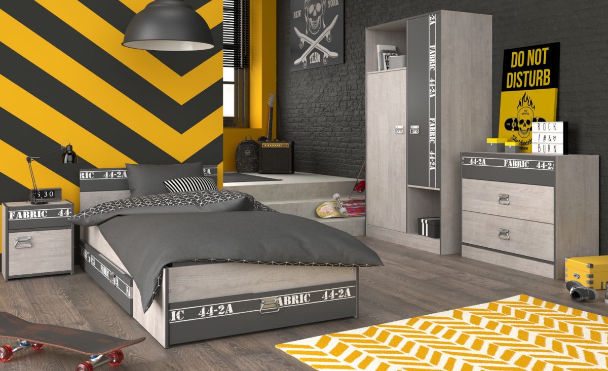 Parisot Kinderzimmer Fabric in Esche grau Jugendzimmer Set 4-tlg.