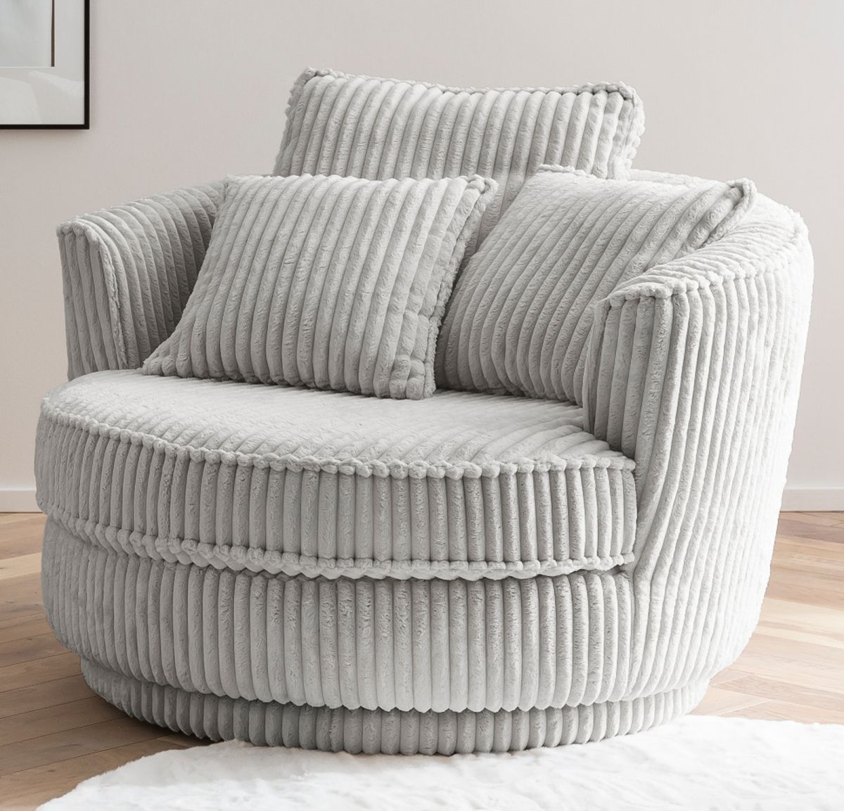 Sessel drehbar Comfy hellgrau Cord 120 cm
