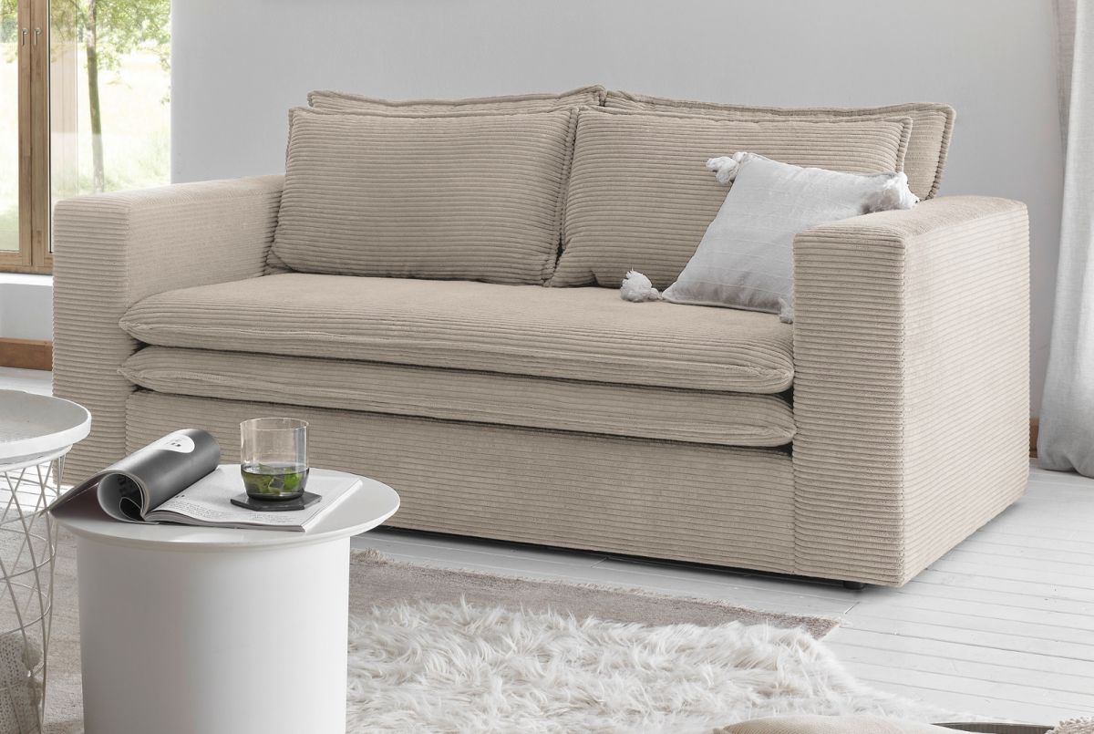Sofa 2-Sitzer Pesaro in beige Cord 180 cm