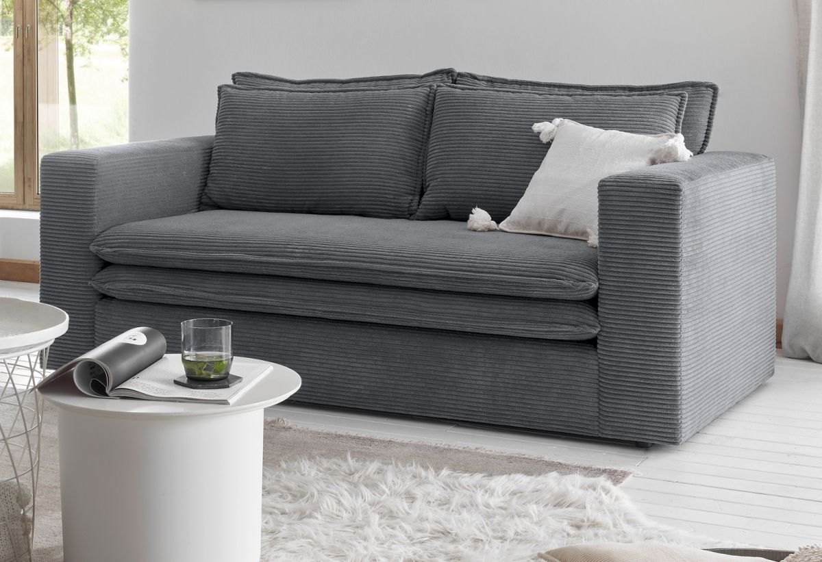 Sofa 2-Sitzer Pesaro in grau Cord 180 cm