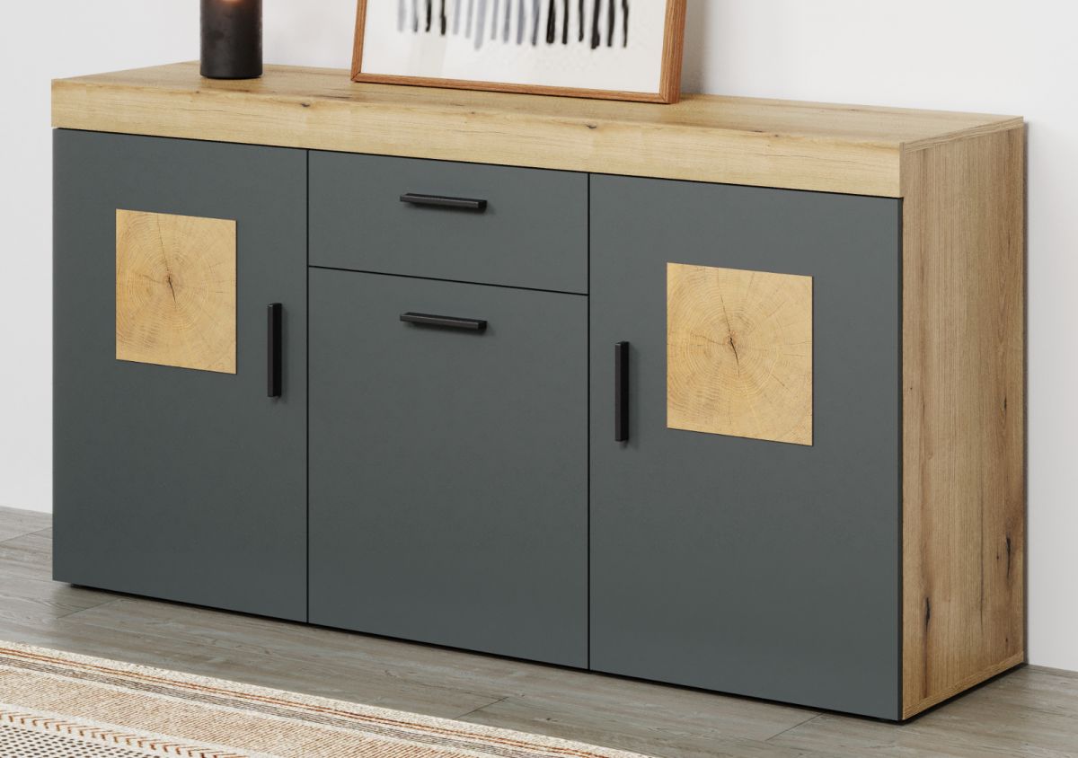 Sideboard Tyler in grau und Eiche Evoke 160 cm