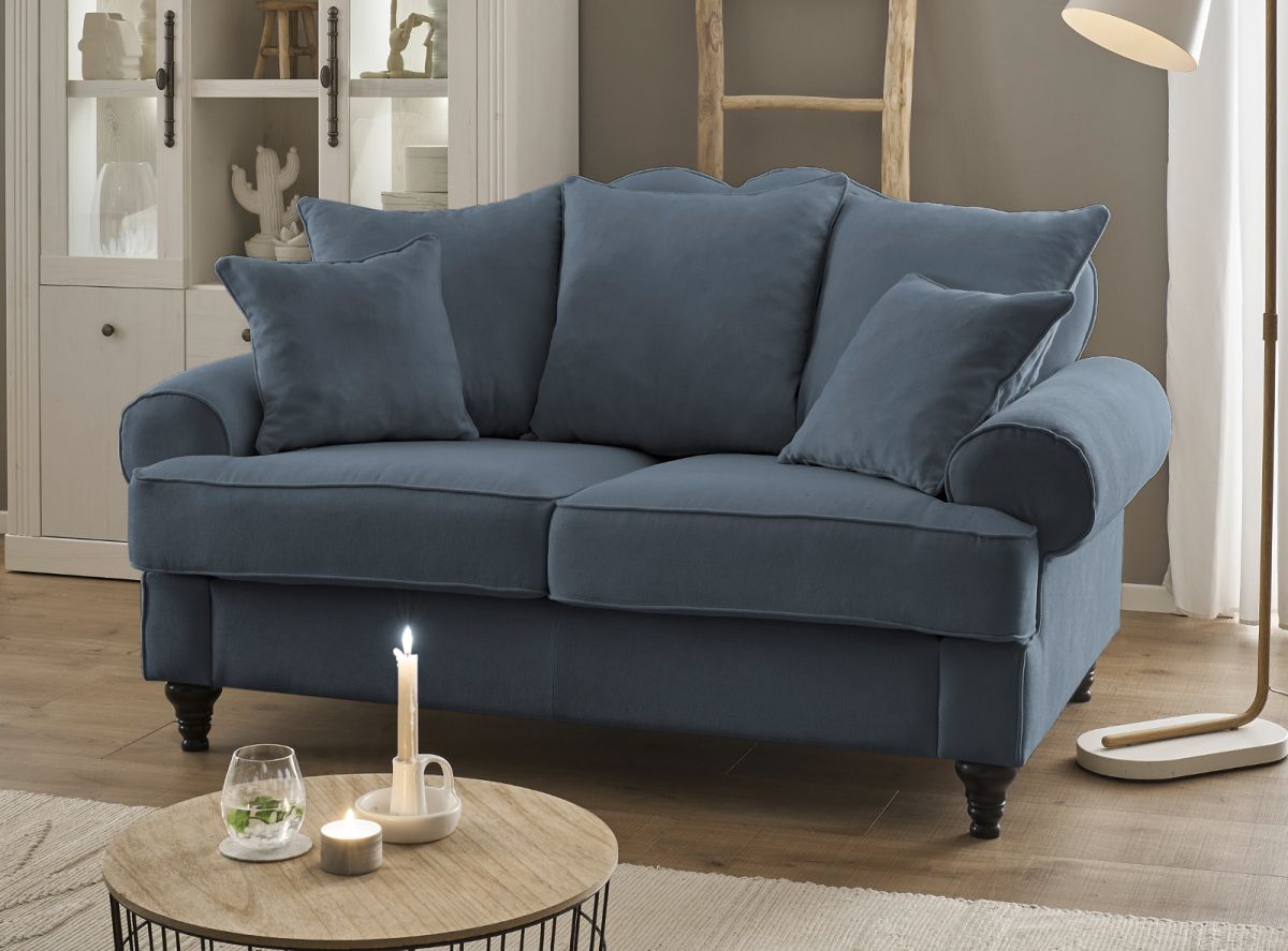 Sofa 2-Sitzer Adelina in blau 170 cm