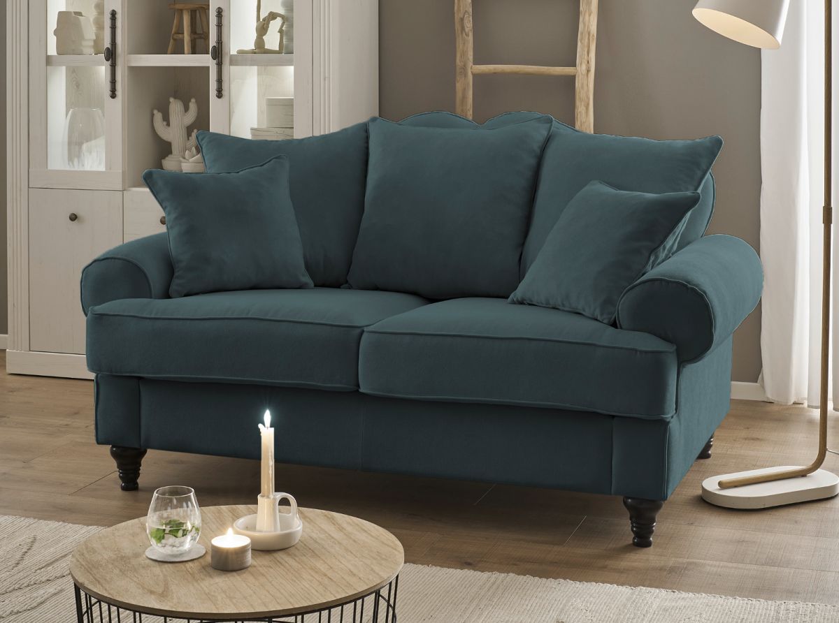 Sofa 2-Sitzer Adelina in blaugrün 170 cm