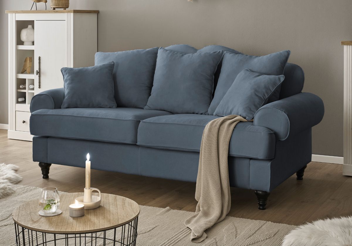 Sofa 3-Sitzer Adelina in blau 200 cm