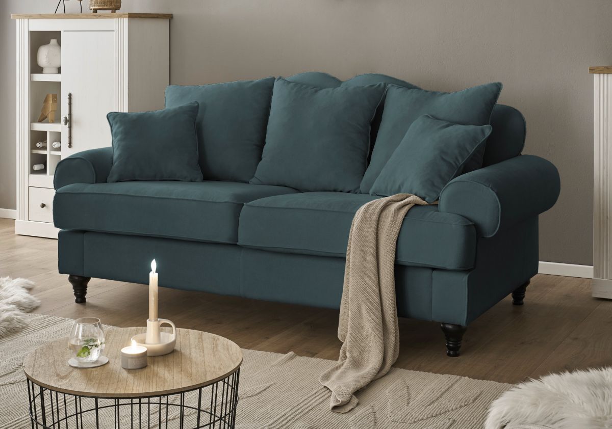 Sofa 3-Sitzer Adelina in blaugrün 200 cm